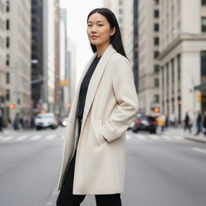 Vintage Alorna Ivory Wool Coat Open Opera Coat Swing Overcoat Large #1021